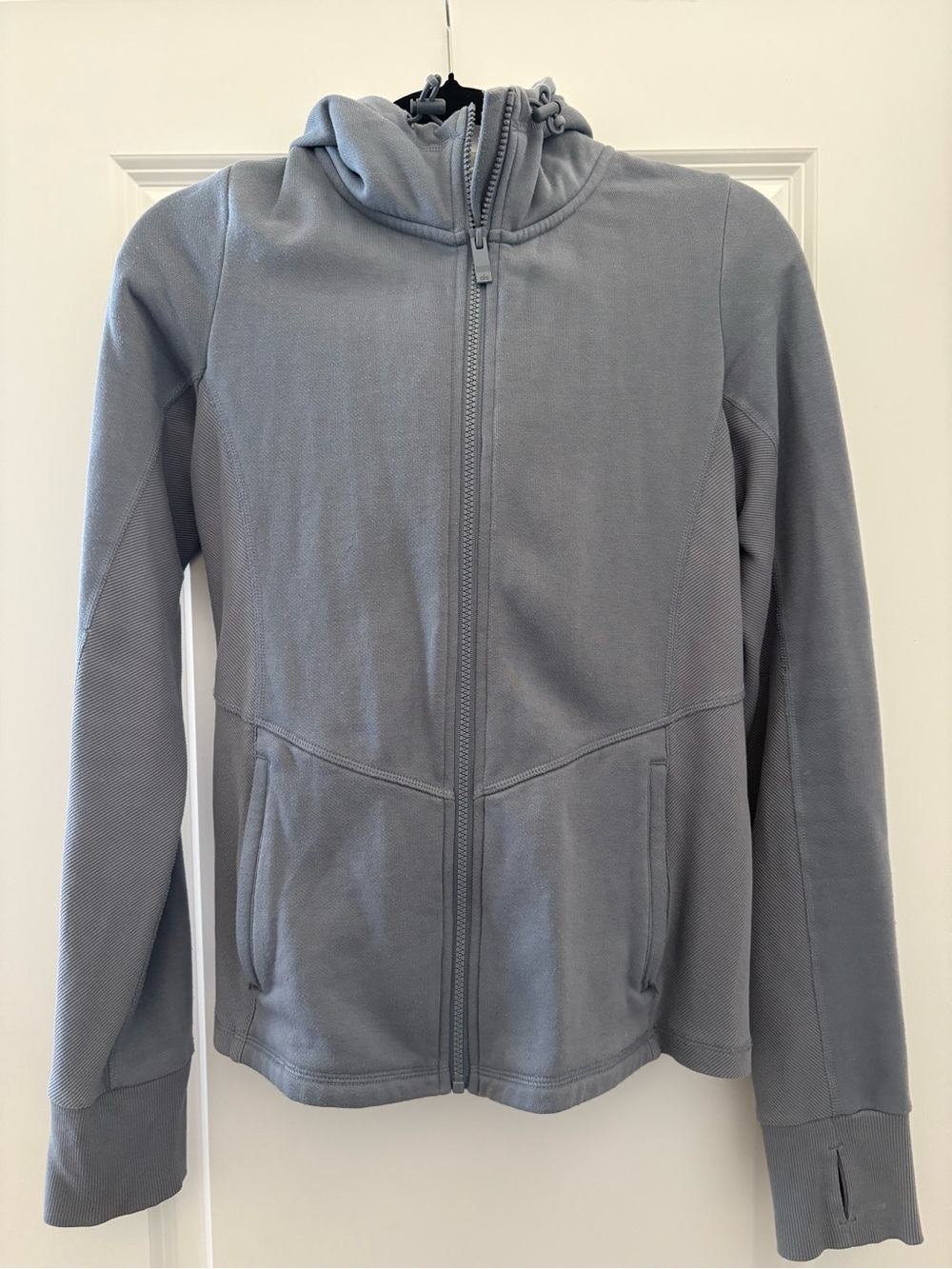 ALO Yoga Light Gray Full-Zip Hooded Jacket